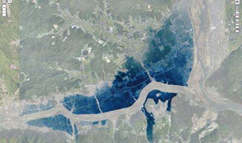 災害に対し浸水推定段彩図を活用したり