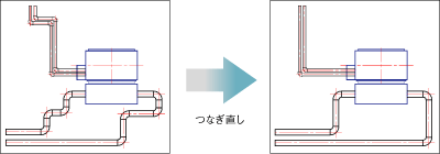 配管・ダクトを、継手数の削減・直管長の短縮等を考慮し、最適なルートにつなぎ直すことができます。